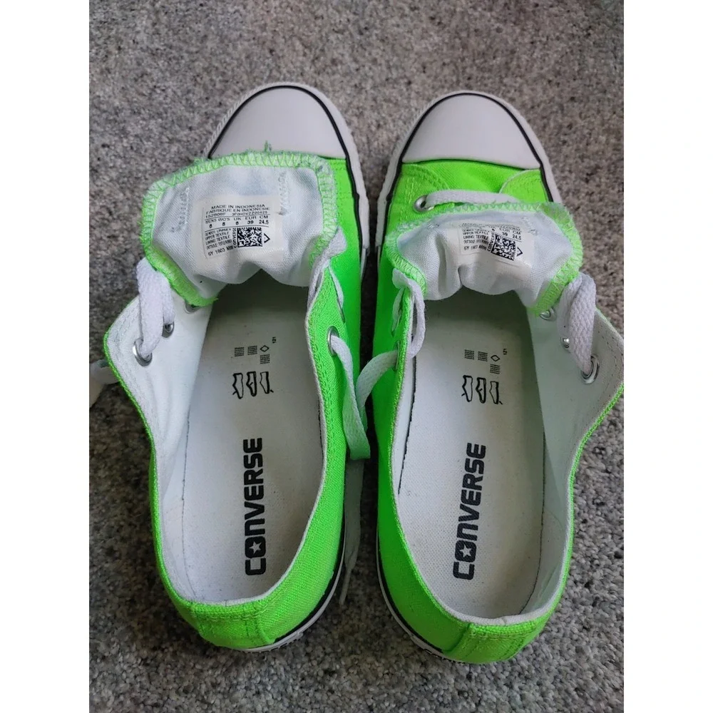 Converse Chuck Taylor All Star Classic Low Top Sneaker 6M 8W Neon Lime Green EUC - Picture 9 of 10